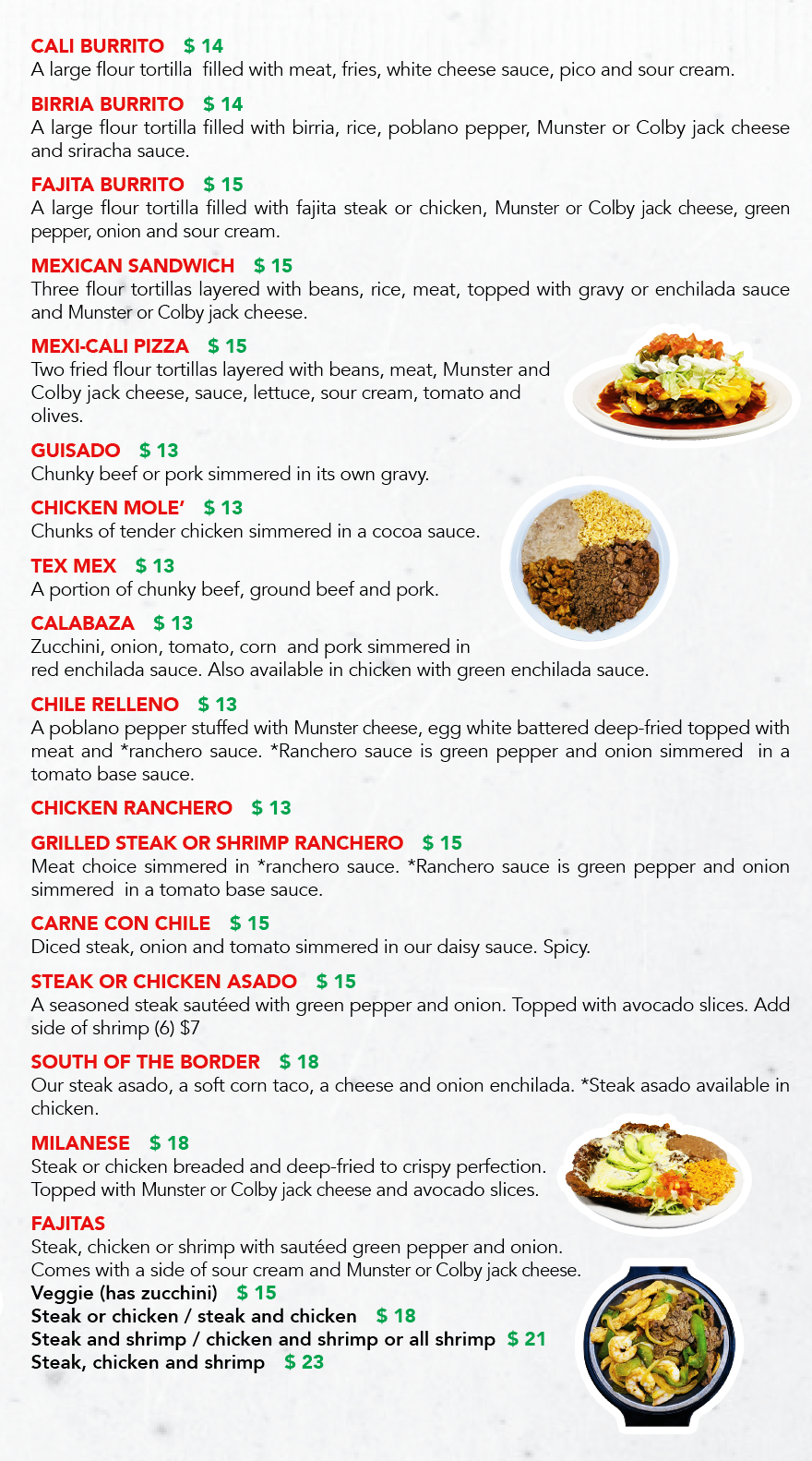 El Maguey Dinners Menu Page 1