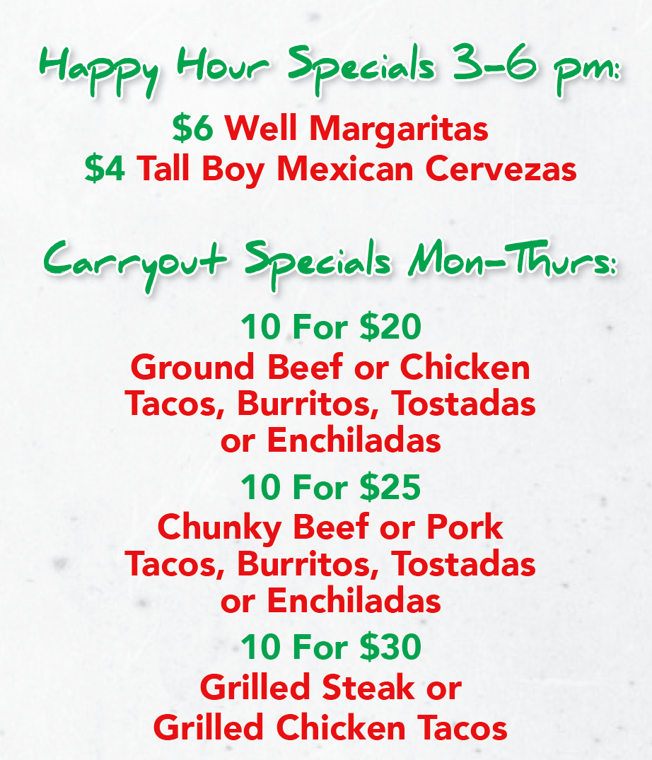 El Maguey Daily Specials Page